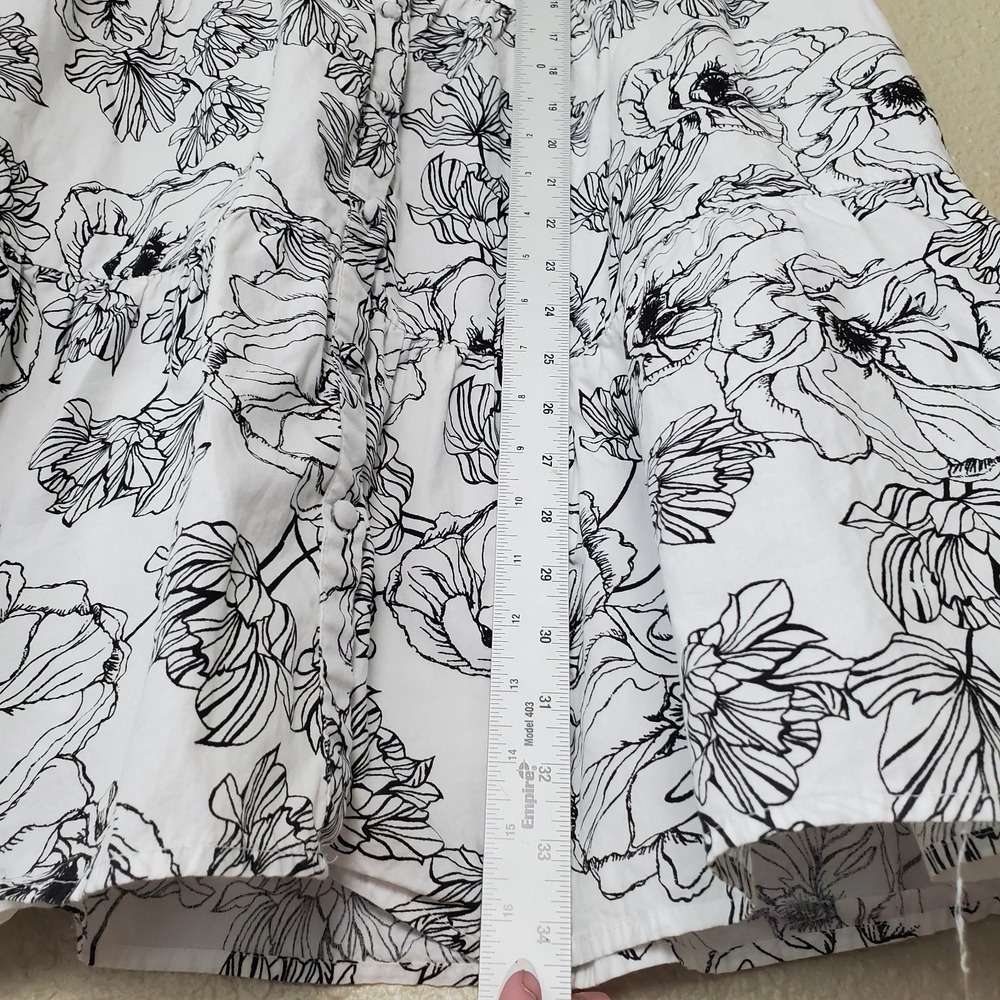 Ivy Street black and white floral midi dress size M women's short sleeves butto - Picture 6 of 9